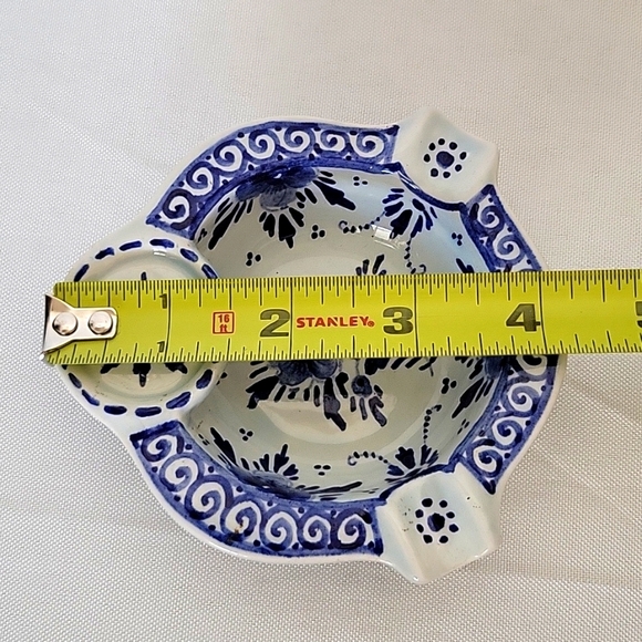 Ashtray Delfts Blue Netherlands Holland Cobalt Blue Floral Pottery - Picture 10 of 10